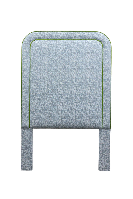 The Lorraine Twin Headboard - Animal Print Fabric - Green Trim