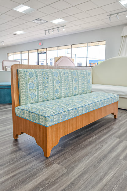 Lorraine White Oak Banquette – Lee Jofa Indiennes Fabric - Blue Trim