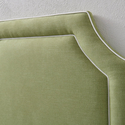The Addison Twin Headboard -  Pistachio Green Woven Fabric - White Trim