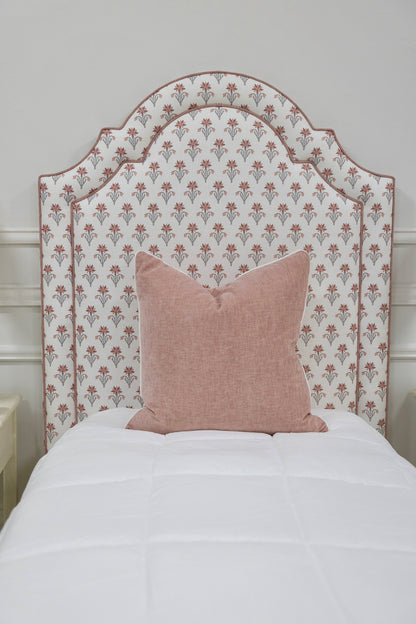 The Grace Twin Bed - Lobelia Pink Fabric - Petal Pink Trim