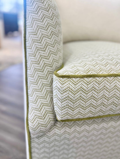 Custom Swivel Chair -  Kravet Olefin Fabric, Herringbone Texture Upholstery Fabric