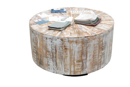 36" Round Distressed Wood Coffee table - Rustic Modern