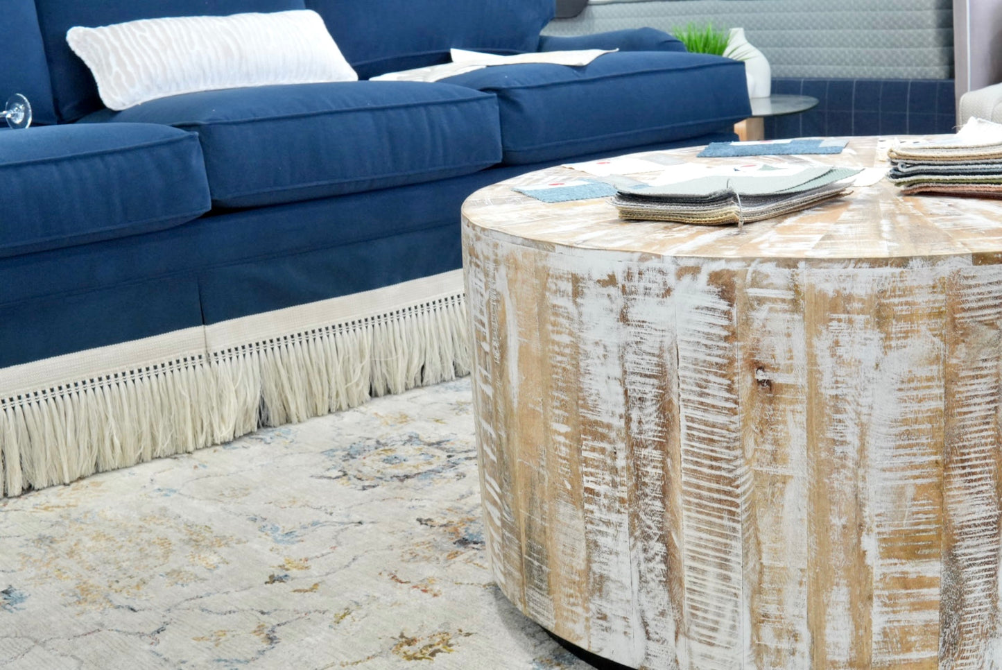 36" Round Distressed Wood Coffee table - Rustic Modern