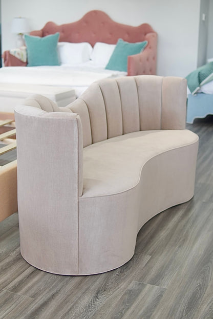72" L Curved Loveseat Channeled Banquette