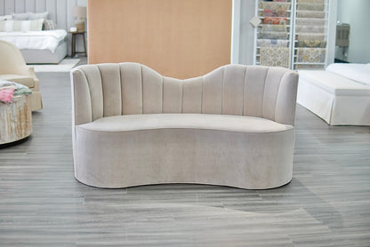 72" L Curved Loveseat Channeled Banquette