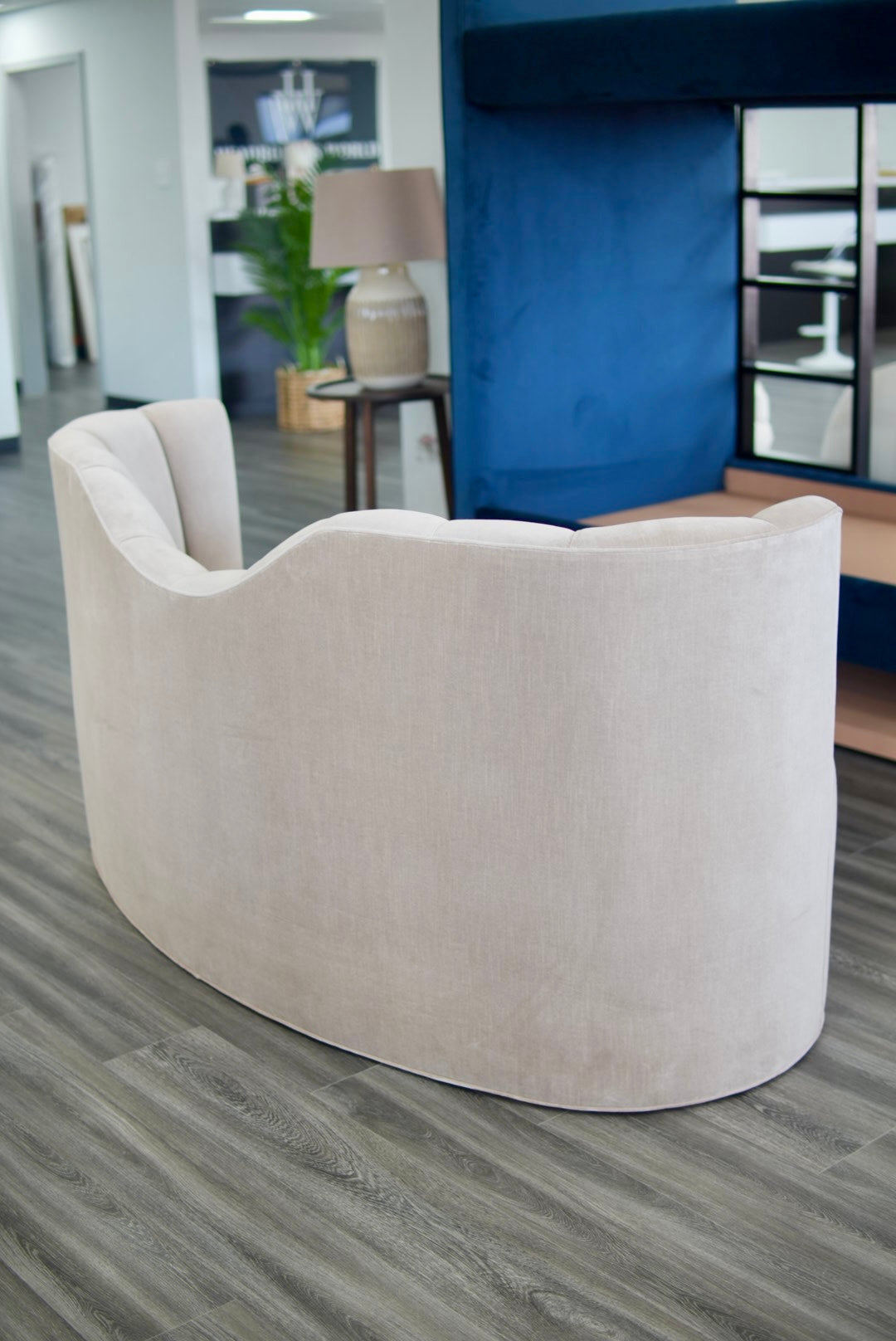 72" L Curved Loveseat Channeled Banquette
