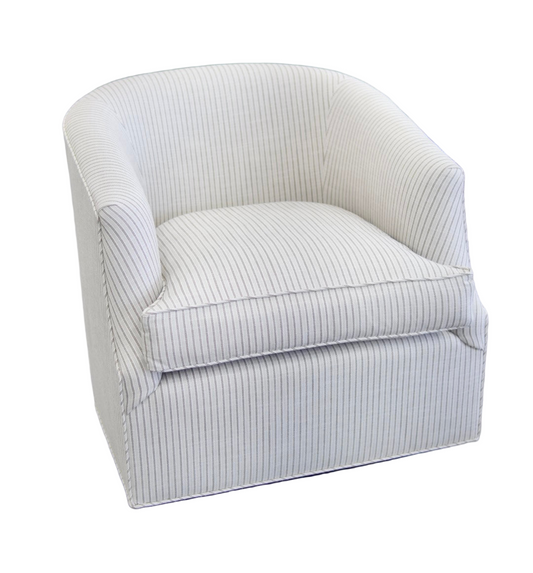 Custom Swivel Chair - Striped Brown Upholstery Fabric