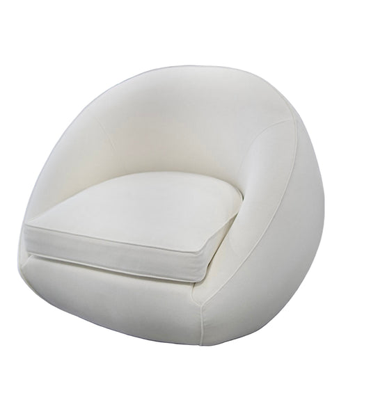 Modern Stationary Pod Chairs - Cream Upholstered Lounge Accent Chair