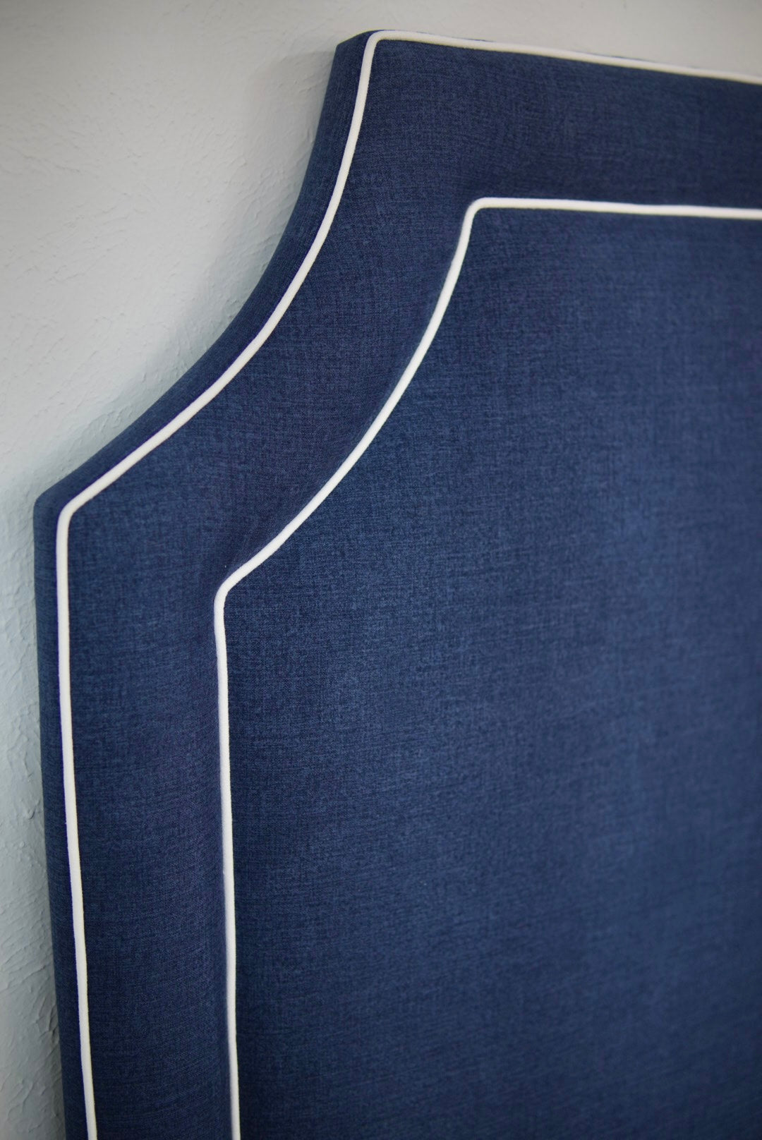 65"H King Bed  - Navy Blue Woven Fabric