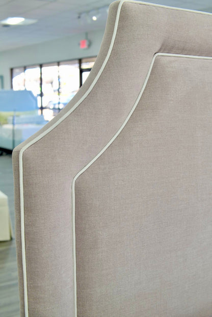 65”H Queen Upholstered Platform Bed - Lilac Woven - White Trim