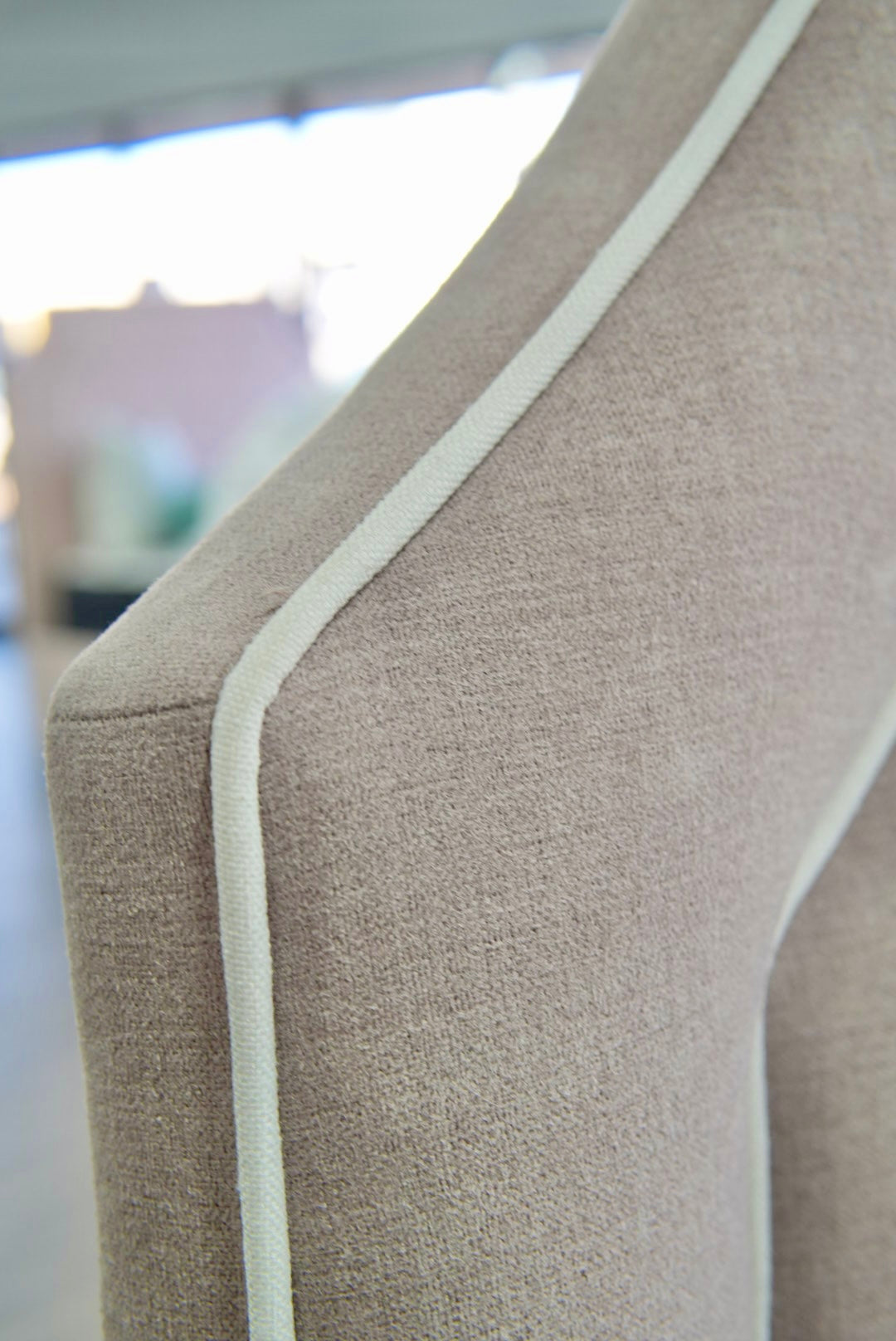 65”H Queen Upholstered Platform Bed - Lilac Woven - White Trim