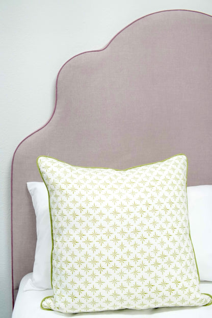 65”H Queen Headboard Only -  Lilac Linen - Lavender Trim