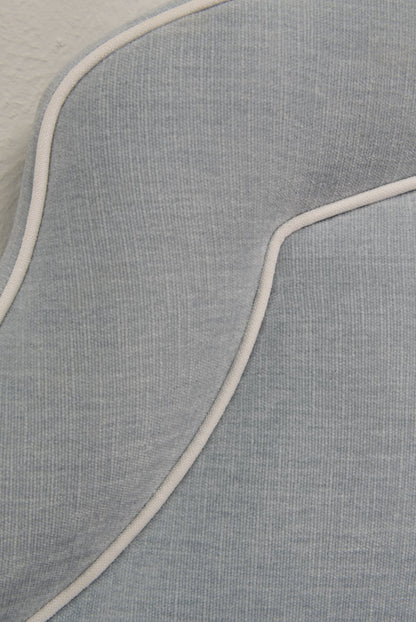 65”H King Headboard Only - Light Blue Fabric- White Trim