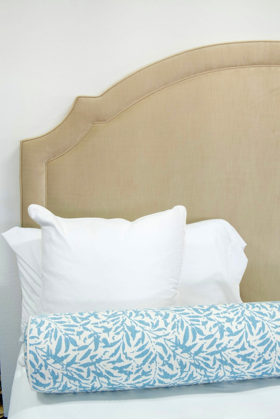 65”H King Headboard Only - Champagne Velvet Fabric - Self Welted