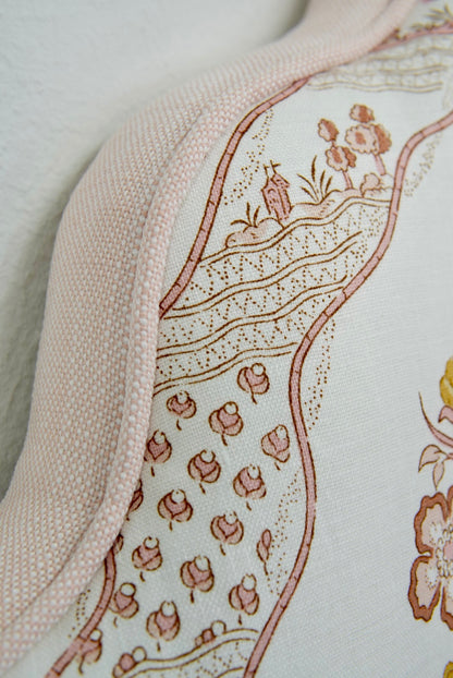 65”H Twin Headboard - Blush Pink Schumacher Fabric - Pink Trim