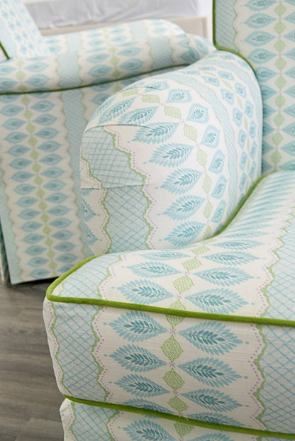 Tight back Waterfall Lounge Chair in Print Fabric - Contrast Piping