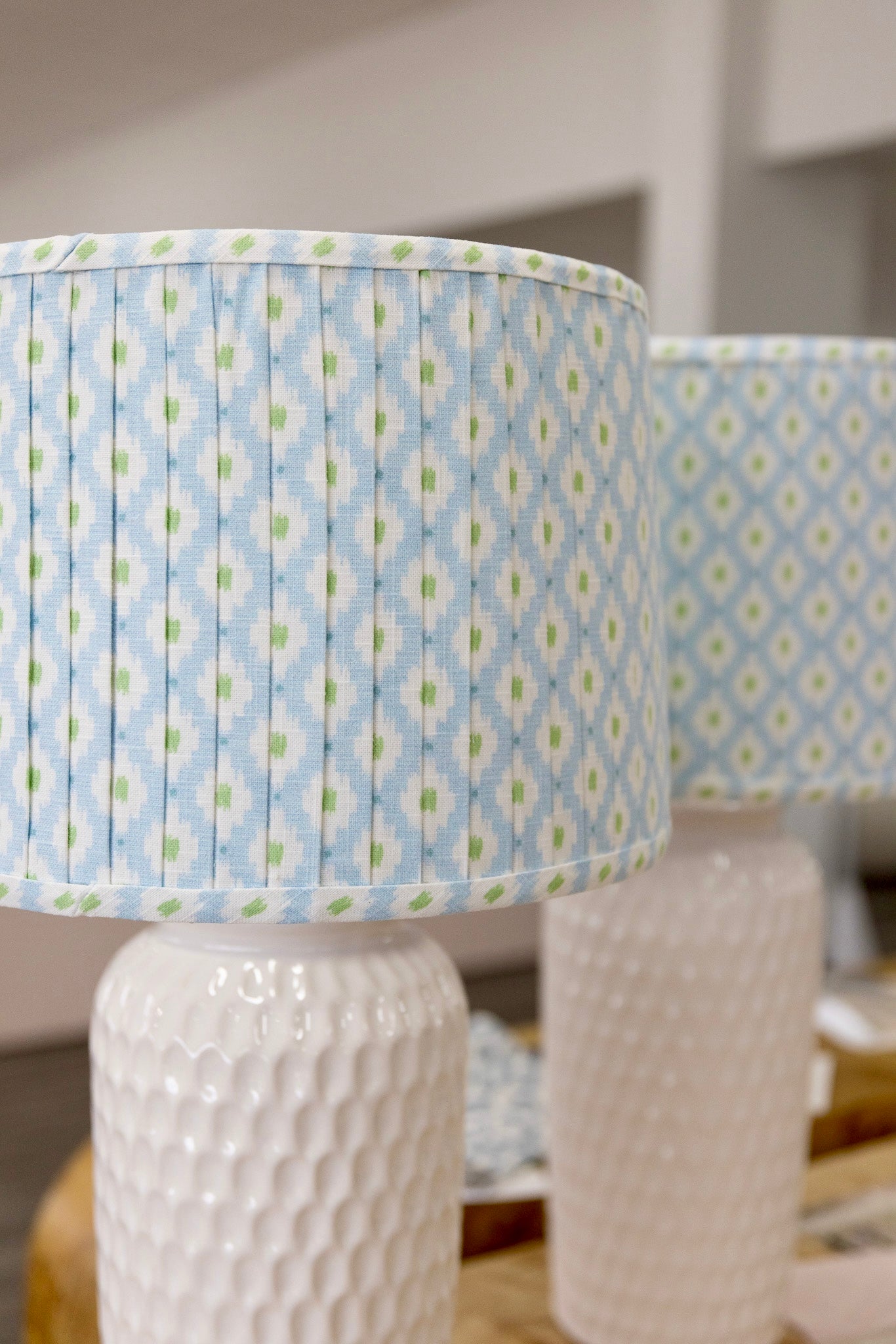 The Pleated Collection Lamp Set in Mia Blue/Green