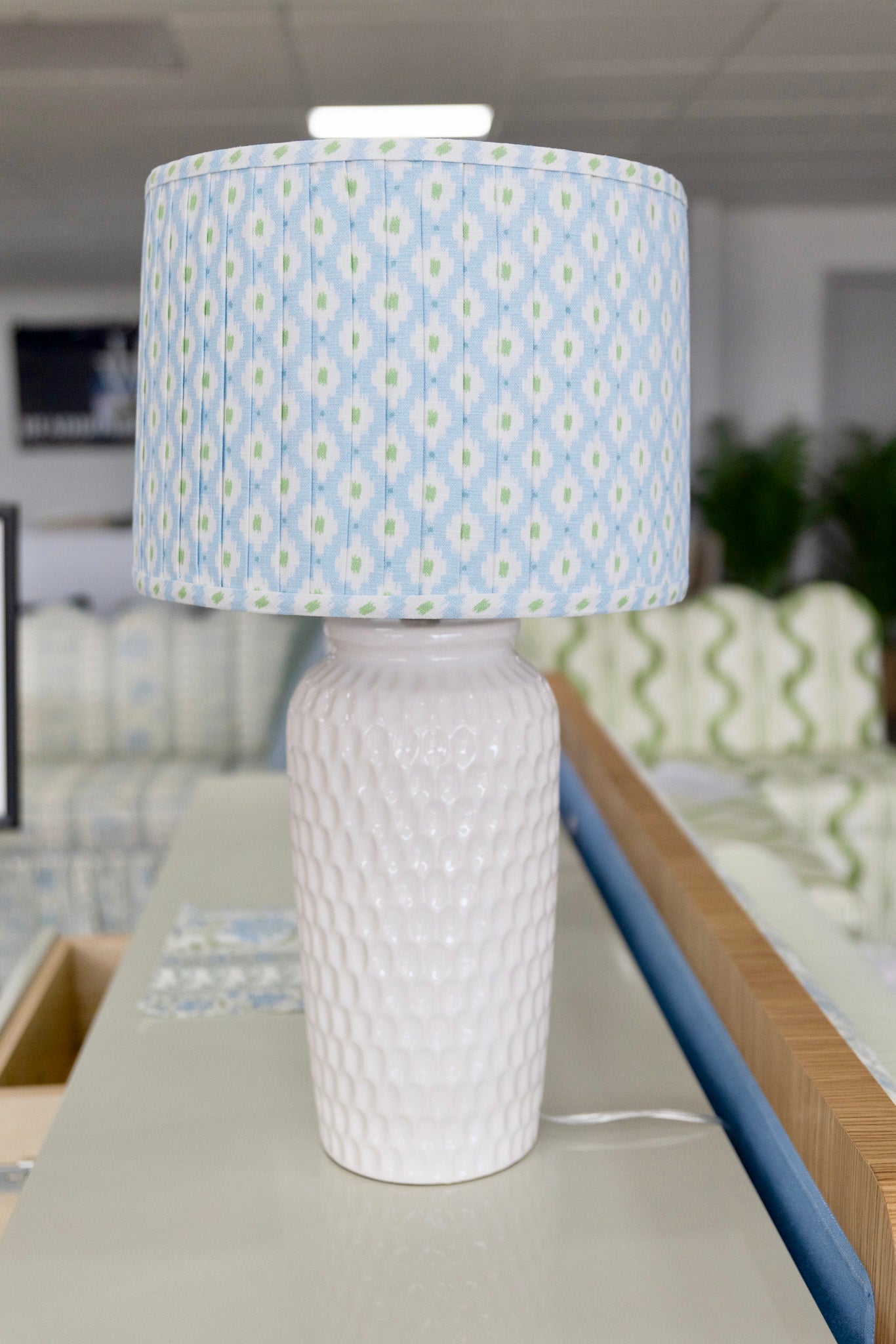 The Pleated Collection Lamp Set in Mia Blue/Green