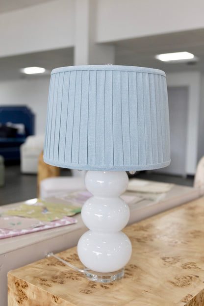 The Pleated Collection Lamp Set in Sky Blue Fabric