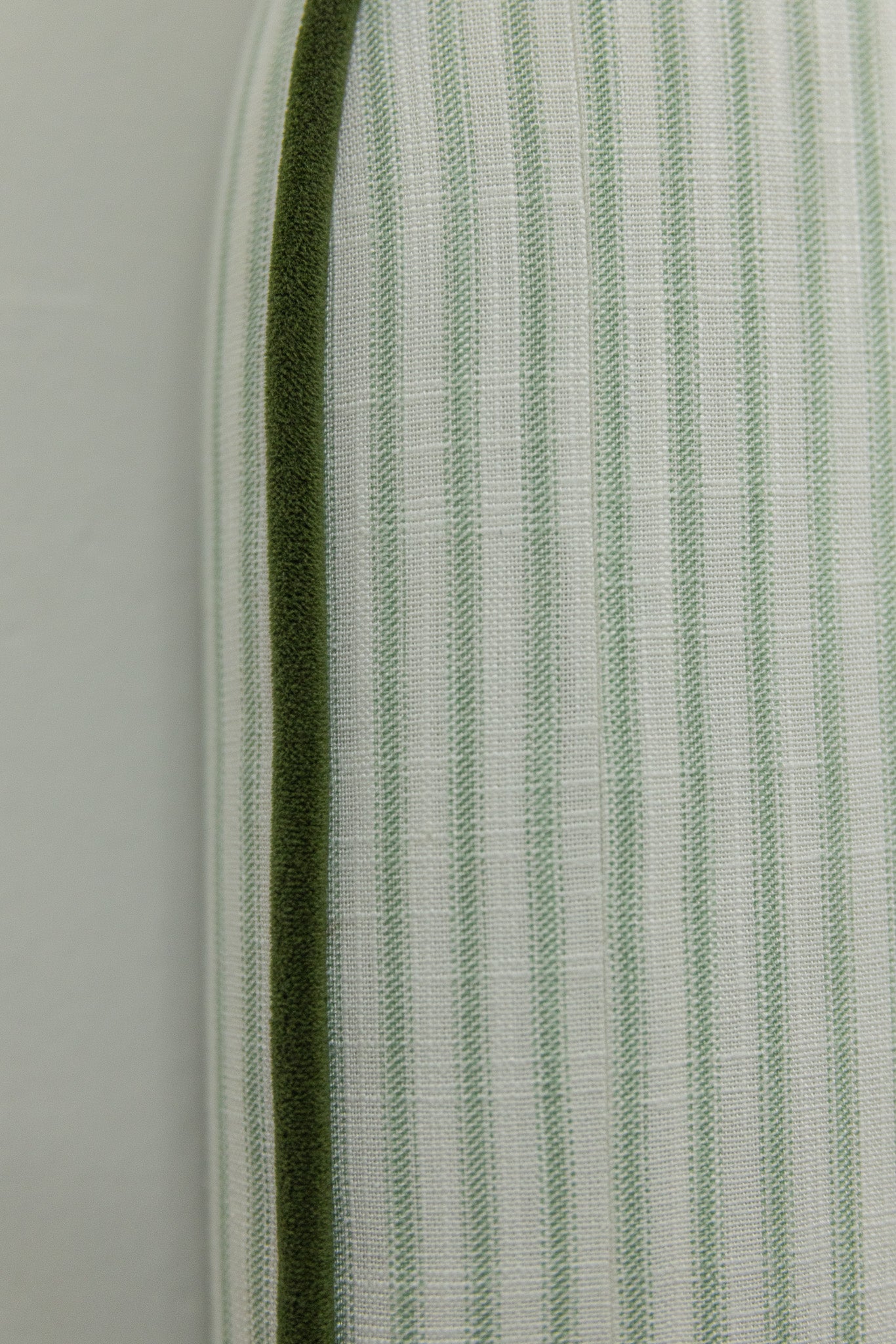 The Waverly Full Size Bed - Ticking Stripe Green Fabric - Forest Green Trim