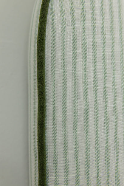 The Waverly Full Size Bed - Ticking Stripe Green Fabric - Forest Green Trim