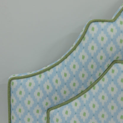 The Grace Twin Bed - Mia Blue/Green Fabric - Pistachio Green Trim