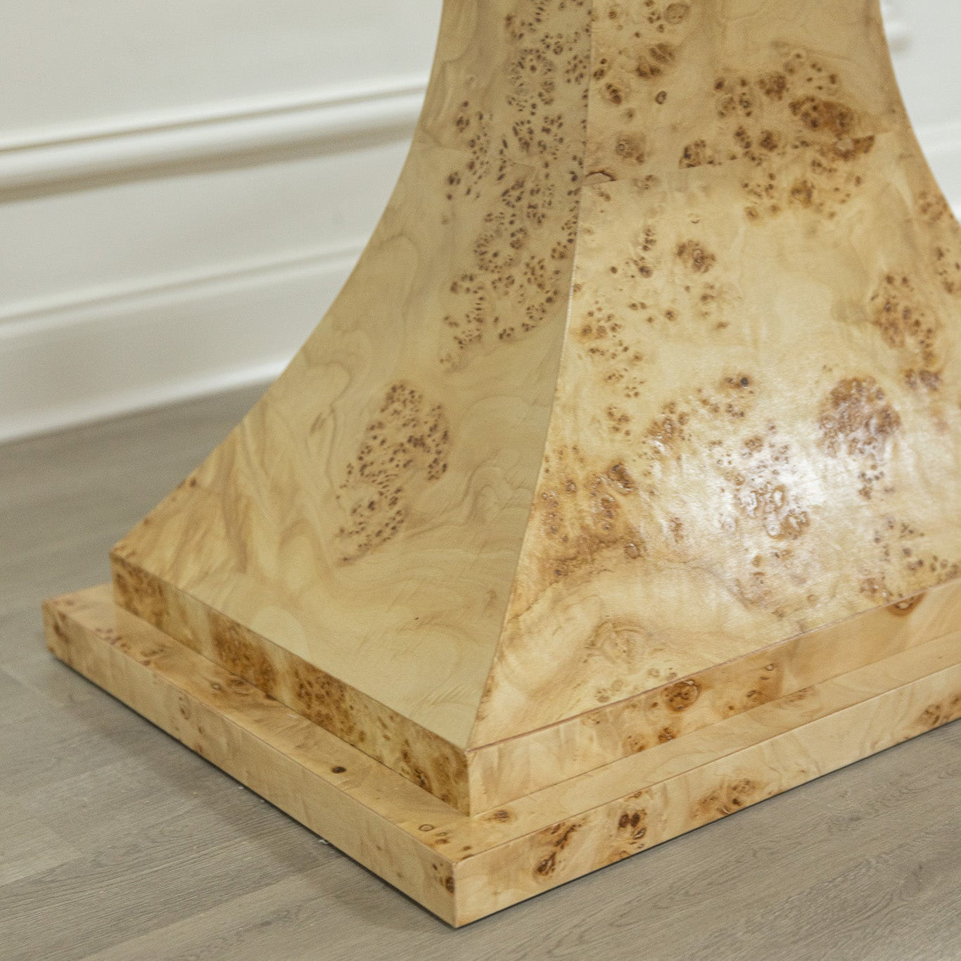The Milan Burl Dining Table – Amber Finish