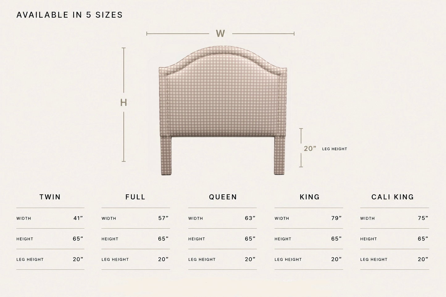 The Liliane Queen Headboard - Checkered Lilac Fabric - Self Welted