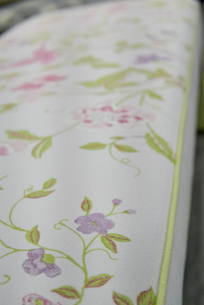 Custom Upholstered Bench in Floral Fabric - Pear Green Trim