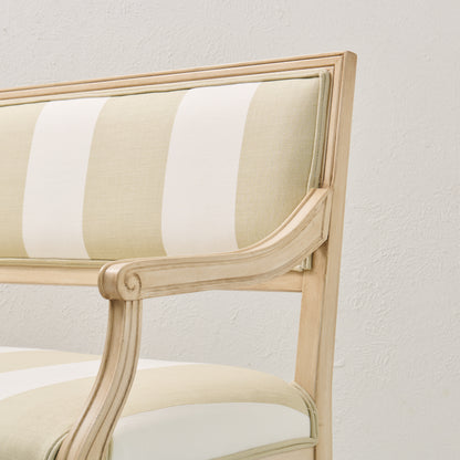 Italian Carved Upholstered Bench in Schumacher Fabric