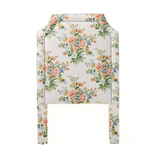 The Addison Twin Headboard - Fabricut Floral Bouquet Fabric - Green Trim