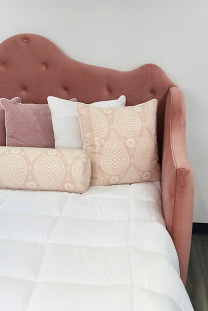 Twin to King Daybed - Blush Rose Velvet Fabric - Tufted