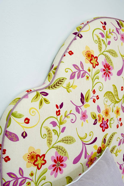 70"H King Headboard in Floral Fabriccut Fabric - Lavender Trim