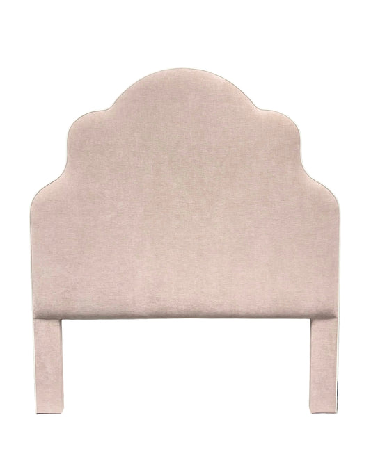 The Rachel Queen Headboard - Performance Pink Chenille Fabric - White Trim