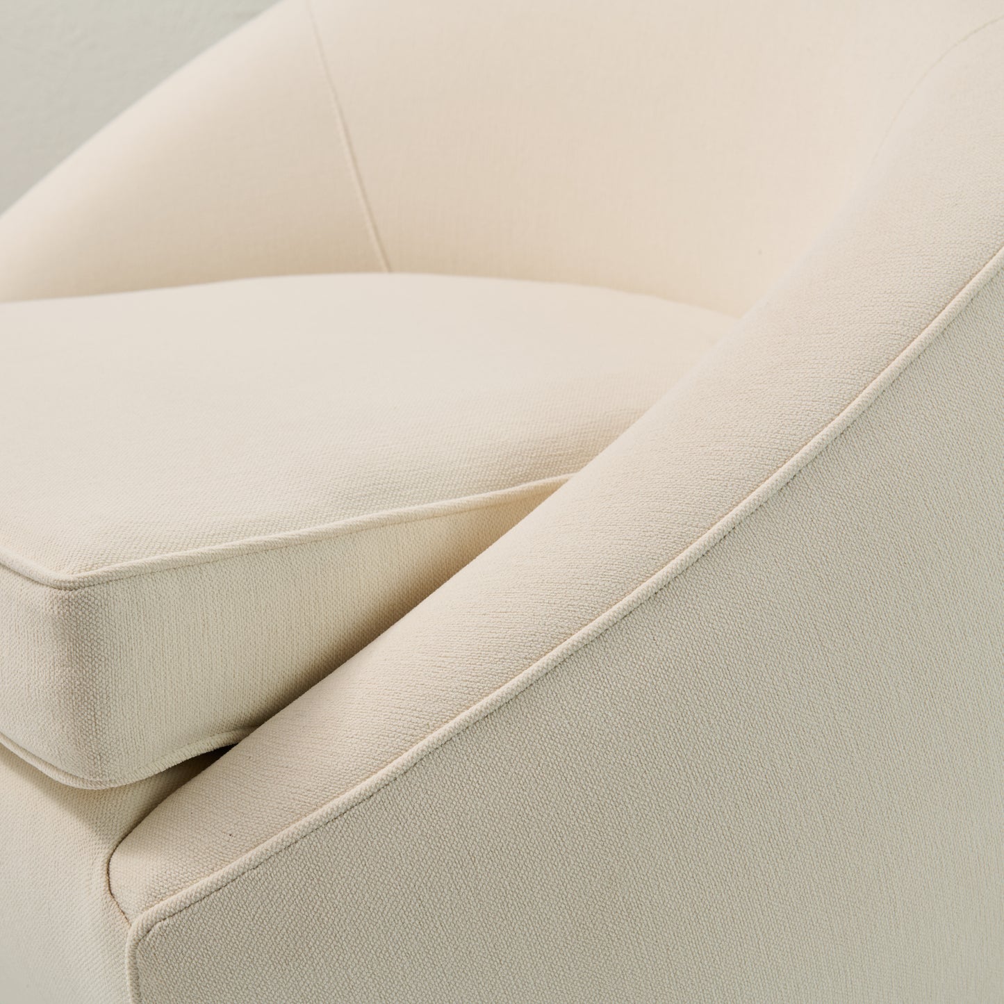 Modern Stationary Pod Chairs - Cream Upholstered Lounge Accent Chair