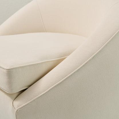 Modern Stationary Pod Chairs - Cream Upholstered Lounge Accent Chair