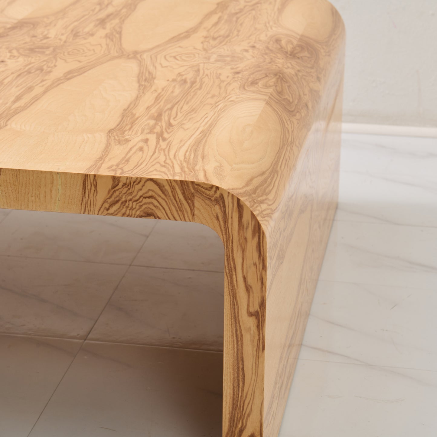 Custom Olive Ash Burlwood Coffee Table – Amber Finish