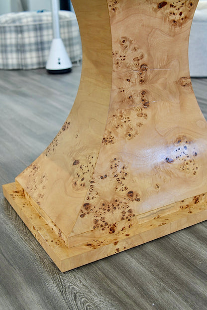Custom Mappa Burlwood Dining Table – Amber Finish