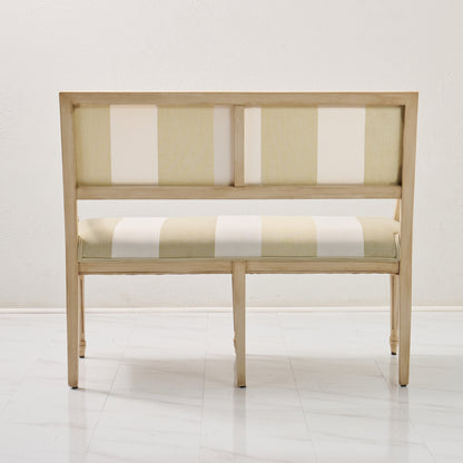 Italian Carved Upholstered Bench in Schumacher Fabric
