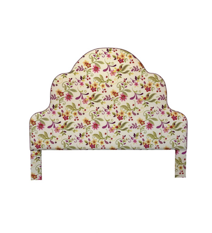 70"H King Headboard in Floral Fabriccut Fabric - Lavender Trim