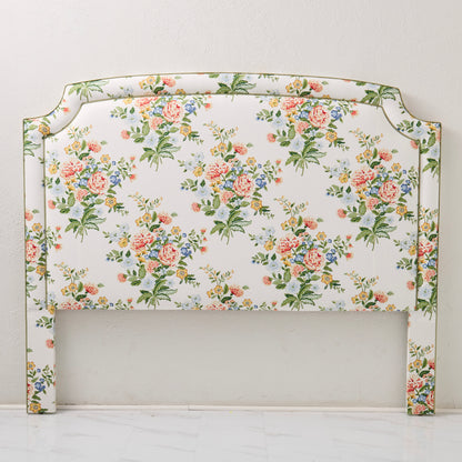 The Aliana King Headboard - Fabricut Floral Bouquet Fabric - Green Trim
