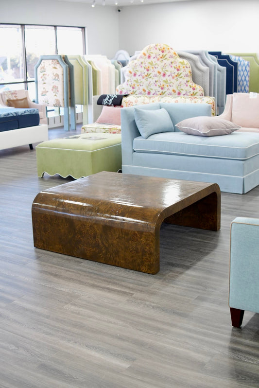 Custom Mappa Burlwood Dining / Accent Table – Mocha Finish