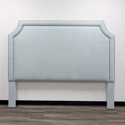 The Addison King Headboard - Seafoam Green Woven Fabric - Sage Green Trim