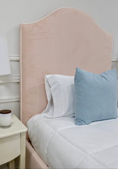 The Lilliane Twin Bed - Performance Velvet Fabric Rose Pink - White Trim