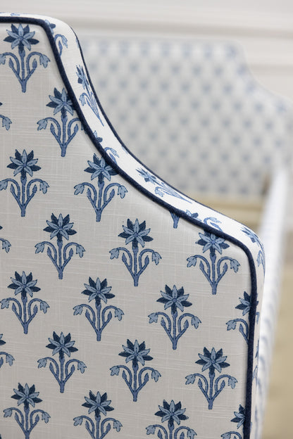 The Addison Twin Trundle Daybed - Lobelia Blues Fabric - Navy Trim