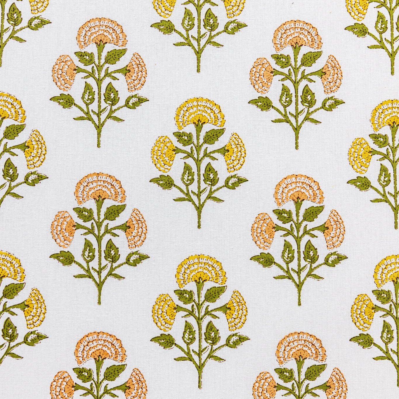 The Waverly Full Bed - Scalloped Base Farah Helena Fabric - Papaya Trim