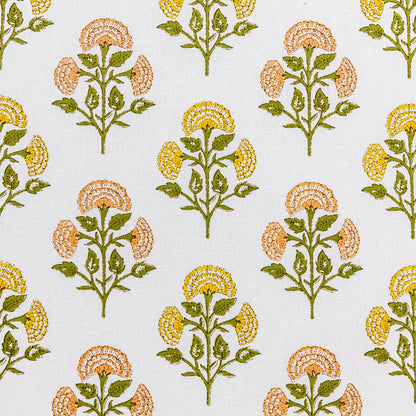 The Waverly Full Bed - Scalloped Base Farah Helena Fabric - Papaya Trim