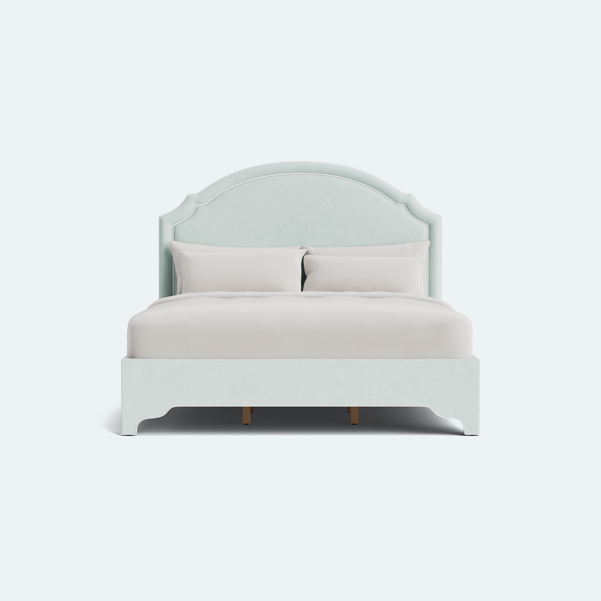 The Grace Queen Bed - NY Performance Aqua Chenille - White Trim