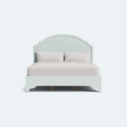 The Grace Queen Bed - NY Performance Aqua Chenille - White Trim