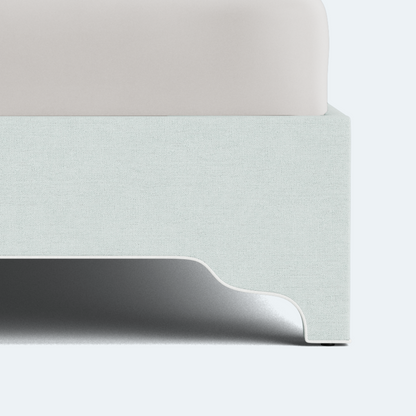 The Grace Queen Bed - NY Performance Aqua Chenille - White Trim